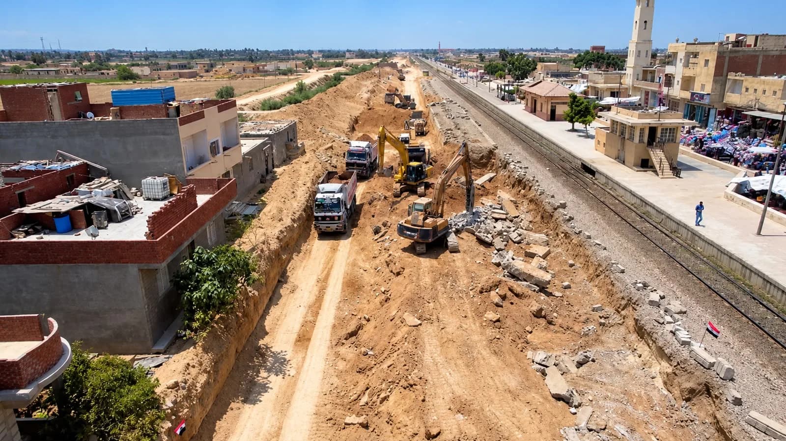 Excavation works next to the station