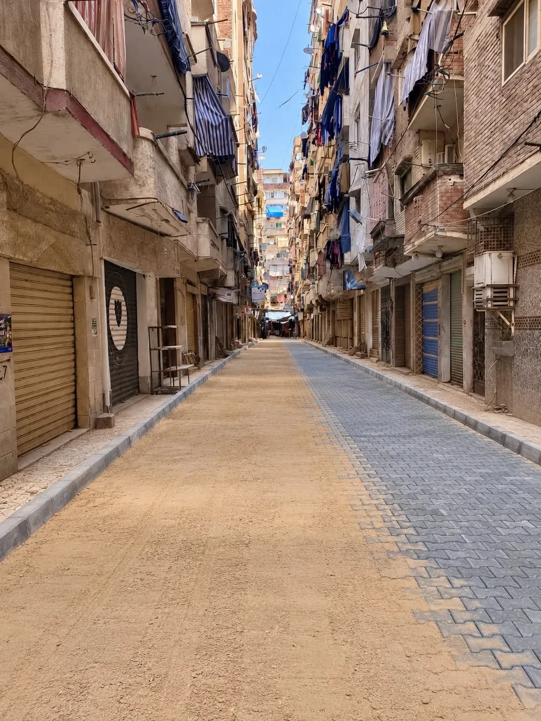 Interlock paving in a side street