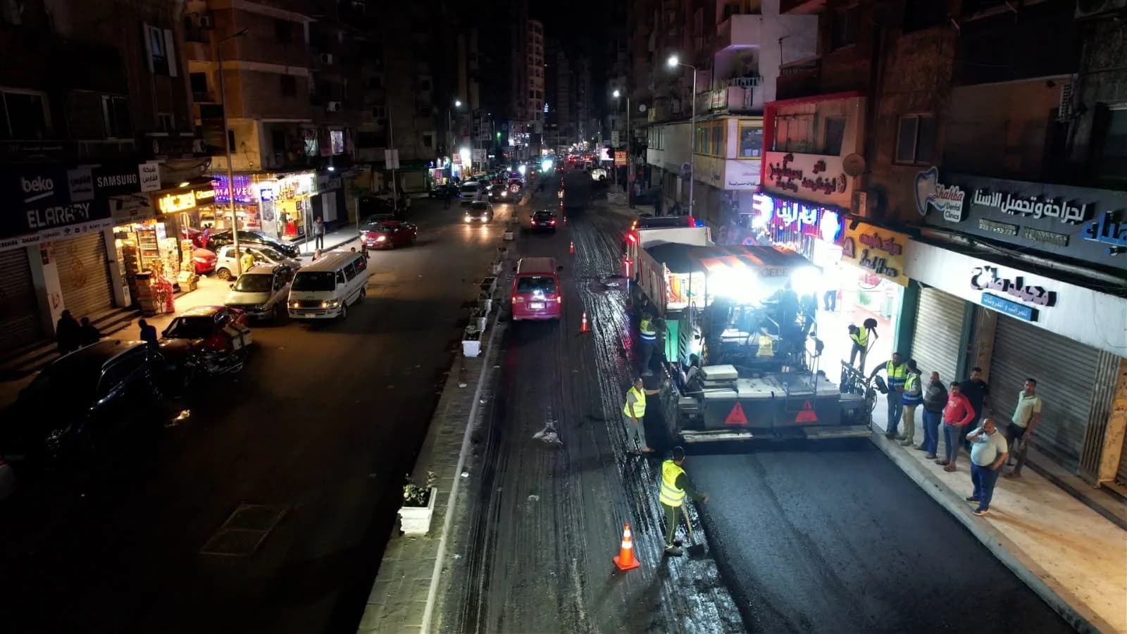 رصف شارع جمال عبد الناصر، في المسافة من كوبري 45 حتى المندرة